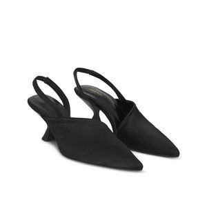 Anine Bing Sierra Pumps in Black Satin Sling Back Strap Pointed Toe 2.5” Heel 11